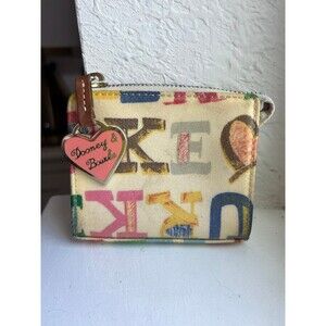 Dooney & Burke Vintage Multicolor Monogram Coin Purse | Wallet with Heart Charm
